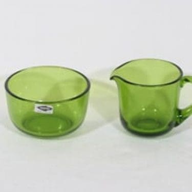 Nuutajärvi 5577|5578 sokerikko ja kermakko, vihreä, suunnittelija Saara Hopea,