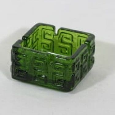 Riihimäen lasi Taalari tuhka-astia, vihreä, suunnittelija Tamara Aladin, massiivinen, retro