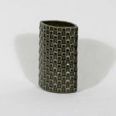 Arabia Harlekiini maljakko, oliivinvihreä, suunnittelija Kaarina Aho,