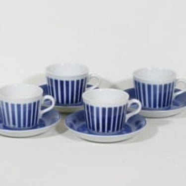Arabia AA kahvikupit, sininen, 4 kpl, suunnittelija Kaj Franck, puhalluskoriste