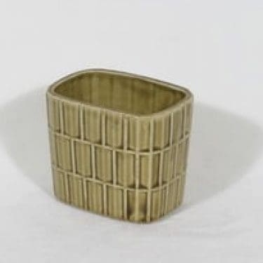 Arabia 338/2 maljakko, sinapinvärinen, suunnittelija Göran Bäck, funktionalismi