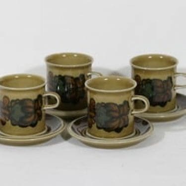 Arabia Otso kaakaokupit, 4 kpl, suunnittelija Raija Uosikkinen, erikoiskoriste, retro