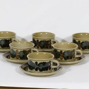 Arabia Otso teekupit, 6 kpl, suunnittelija Raija Uosikkinen, erikoiskoriste, retro