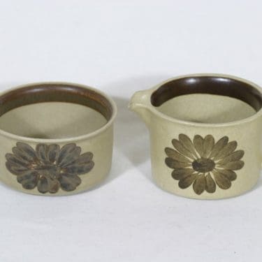 Arabia Tunturi sokerikko ja kermakkol, käsinmaalattu, suunnittelija Olga Osol, käsinmaalattu, signeerattu, retro