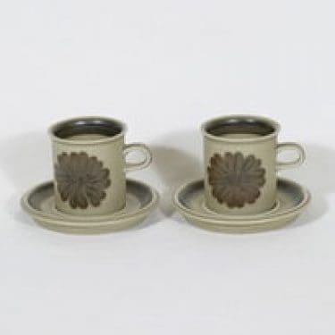 Arabia Tunturi kahvikupit, käsinmaalattu, 2 kpl, suunnittelija Olga Osol, käsinmaalattu, signeerattu, retro