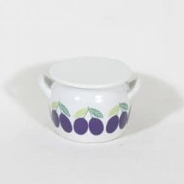 Arabia Pomona ruukku, luumu, suunnittelija Raija Uosikkinen, luumu, pieni, serikuva, retro