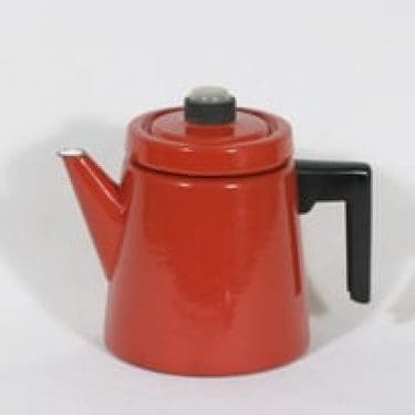 Finel Pehtoori kahvipannu, punainen, suunnittelija Antti Nurmesniemi, suuri, emali