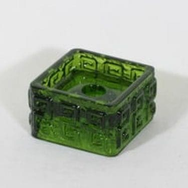 Riihimäen lasi Taalari kynttilänjalka, vihreä, suunnittelija Tamara Aladin, massiivinen