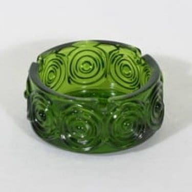 Riihimäen lasi Rengas tuhka-astia, vihreä, suunnittelija Tamara Aladin, massiivinen