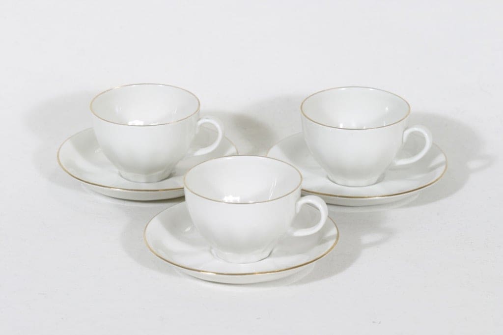 Arabia OZ kahvikupit, reunakultakoriste, 3 kpl, suunnittelija , reunakultakoriste, kultakoriste