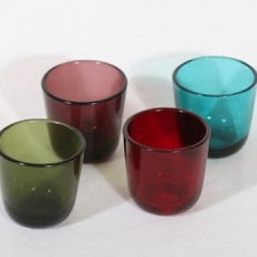 Nuutajärvi 5023 lasit, 7 cl, 4 kpl, suunnittelija Kaj Franck, 7 cl, pieni, eri värejä