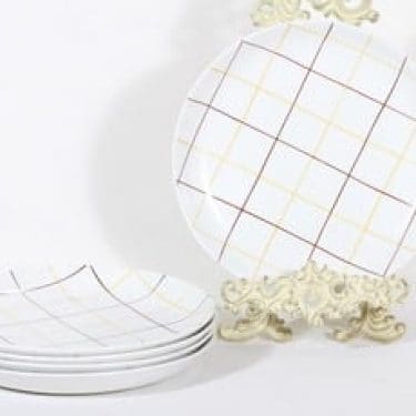 Arabia Verkko lautaset, matala, 5 kpl, suunnittelija Raija Uosikkinen, matala, käsinmaalattu, signeerattu