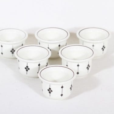 Arabia Kartano munakupit, 6 kpl, suunnittelija Esteri Tomula, painettu ja maalattu