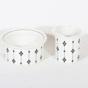 Arabia Kartano sokerikko ja kermakko, suunnittelija Esteri Tomula, painettu ja maalattu