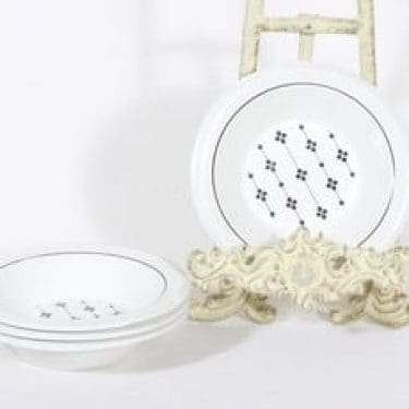 Arabia Kartano jälkiruokakulhot, 4 kpl, suunnittelija Esteri Tomula, painettu ja maalattu