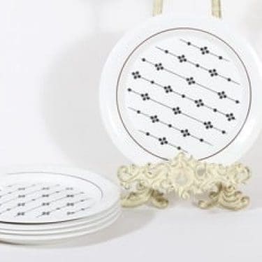 Arabia Kartano lautaset, 5 kpl, suunnittelija Esteri Tomula, painettu ja maalattu