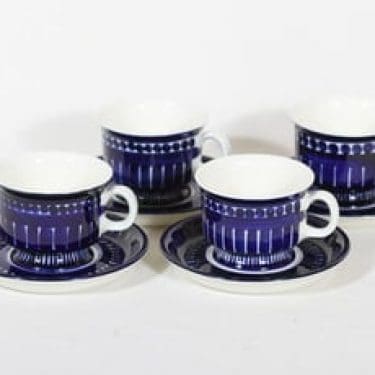 Arabia Valencia kahvikupit, 16 cl, 4 kpl, suunnittelija Ulla Procope, 16 cl, käsinmaalattu, signeerattu