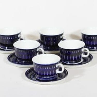 Arabia Valencia mokkakupit, 10 cl, 6 kpl, suunnittelija Ulla Procope, 10 cl, käsinmaalattu, signeerattu