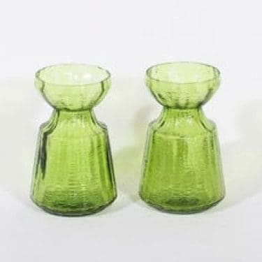 Riihimäen lasi Hyasintti maljakot, vihreä, 2 kpl, suunnittelija Tamara Aladin,