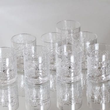 Arabia Relief lasit, 6 cl, 8 kpl, suunnittelija Heikki Orvola, 6 cl, pieni