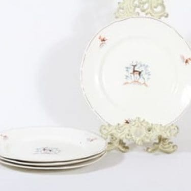 Arabia Kauris lautaset, matala, 4 kpl, suunnittelija Tyra Lungren, matala, siirtokuva