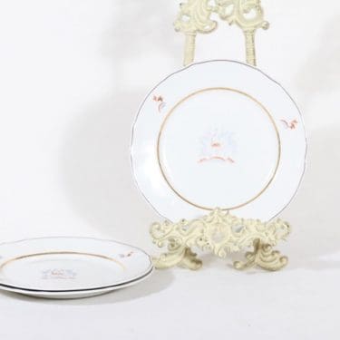 Arabia Kauris lautaset, pieni, 3 kpl, suunnittelija Tyra Lungren, pieni, siirtokuva, kultaraita