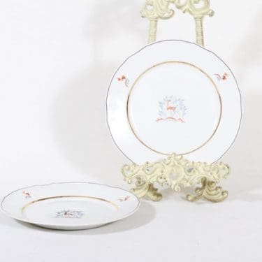 Arabia Kauris lautaset, pieni, 2 kpl, suunnittelija Tyra Lungren, pieni, siirtokuva, kultaraita