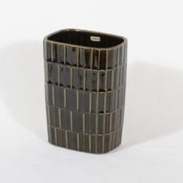 Arabia 388-3 maljakko, oliivinvihreä, suunnittelija Göran Bäck,