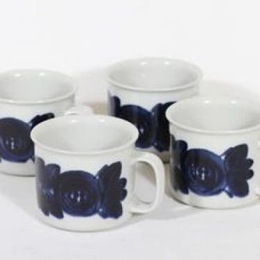 Arabia Anemone mukit, 40 cl, 4 kpl, suunnittelija Ulla Procope, 40 cl, käsinmaalattu, retro