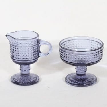 Riihimäen lasi Barokki sokerikko ja kermakko, siniharmaa, suunnittelija Erkkitapio Siiroinen,