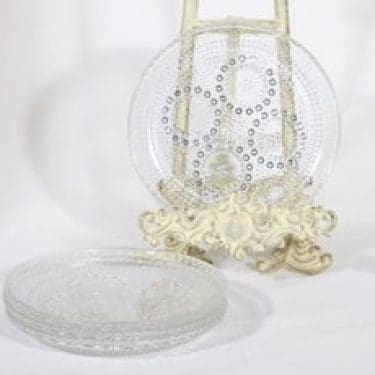 Riihimäen lasi Grapponia lautaset, kirkas, 4 kpl, suunnittelija Nanny Still, pieni