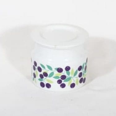 Arabia Pomona purnukka, mustikka, suunnittelija Raija Uosikkinen, mustikka, serikuva