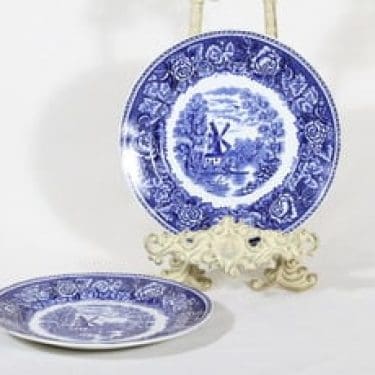 Arabia Maisema lautaset, sininen, 2 kpl, suunnittelija , pieni, kuparipainokoriste