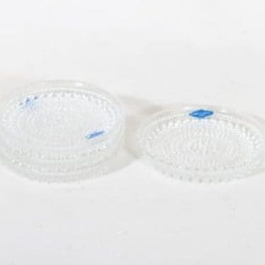 Nuutajärvi Kastehelmi lautaset, kirkas, 4 kpl, suunnittelija Oiva Toikka, pieni