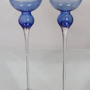 Iittala Charlotta kynttilänjalat, sininen|kirkas, 2 kpl, suunnittelija Timo Sarpaneva, suuri