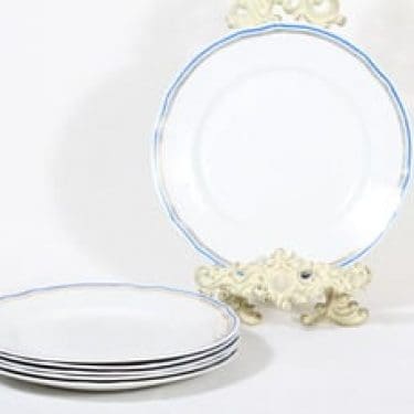 Arabia Lotta lautaset, matala, 6 kpl, suunnittelija , matala, valkoinen, raitakoriste