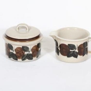 Arabia Ruija sokerikko ja kermakko, käsinmaalattu, suunnittelija Raija Uosikkinen, käsinmaalattu, retro