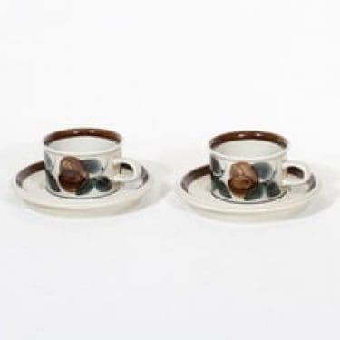 Arabia Ruija mokkakupit, käsinmaalattu, 2 kpl, suunnittelija Raija Uosikkinen, käsinmaalattu, pieni