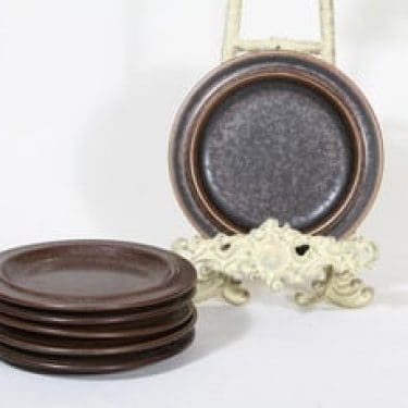 Arabia Ruska lautaset, ruskea, 6 kpl, suunnittelija Ulla Procope, pieni