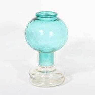 Riihimäen lasi Tuikku kynttilälyhty, turkoosi, suunnittelija Nanny Still,