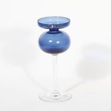 Iittala 2660 kynttilänjalka, sininen, suunnittelija Erkki Vesanto,