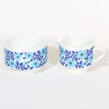 Arabia Ahmet sokerikko ja kermakko, suunnittelija Raija Uosikkinen, serikuva, retro