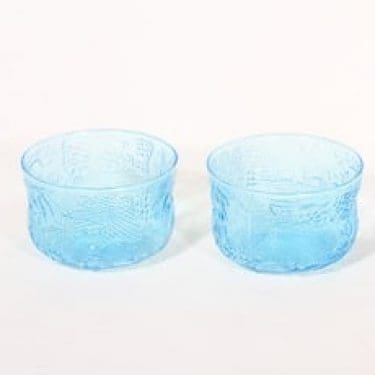 Nuutajärvi Fauna jälkiruokakulhot, sininen, 2 kpl, suunnittelija Oiva Toikka,