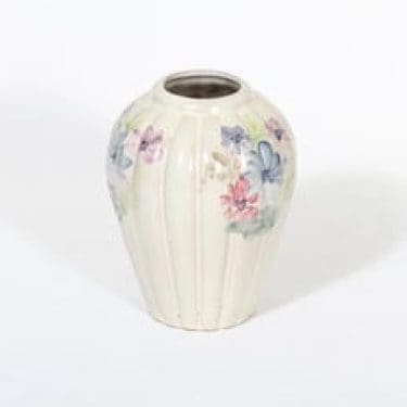 Arabia ARA maljakko, kukkakuvio, suunnittelija Kurt Ekholm, kukkakuvio, pieni, käsinmaalattu