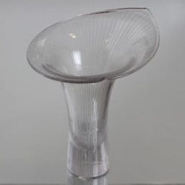 Iittala Kantarelli taidelasi, signeerattu, suunnittelija Tapio Wirkkala, signeerattu, suuri, viivahiottu