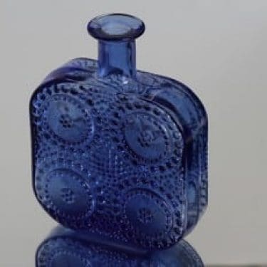 Riihimäen lasi Grapponia koristepullo, sininen, suunnittelija Nanny Still,