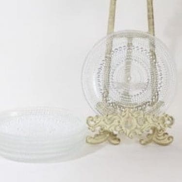 Nuutajärvi Kastehelmi lautaset, kirkas, 6 kpl, suunnittelija Oiva Toikka, pieni