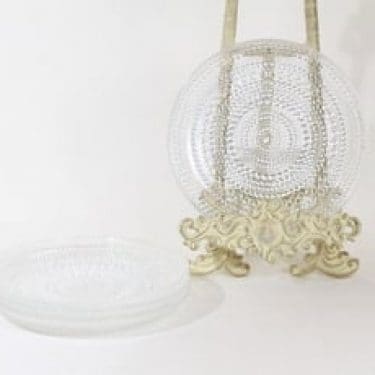 Nuutajärvi Kastehelmi lautaset, kirkas, 4 kpl, suunnittelija Oiva Toikka, pieni