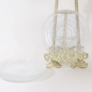 Nuutajärvi Kastehelmi lautaset, kirkas, 5 kpl, suunnittelija Oiva Toikka, pieni