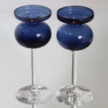 Iittala 2660 kynttilänjalat, sininen, 2 kpl, suunnittelija Erkki Vesanto,